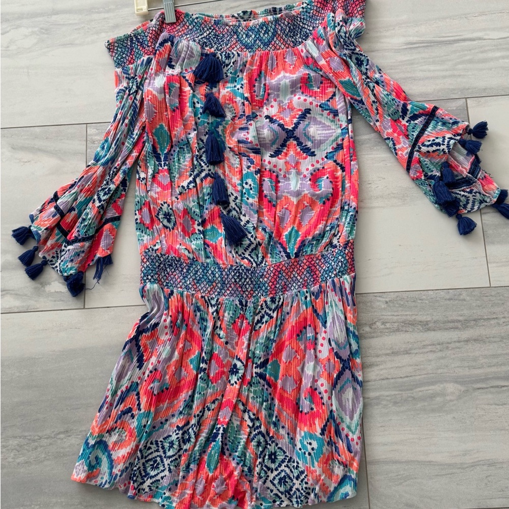 Lilly Pulitzer Joelle Crepe Off The Shoulder Tassel Dress